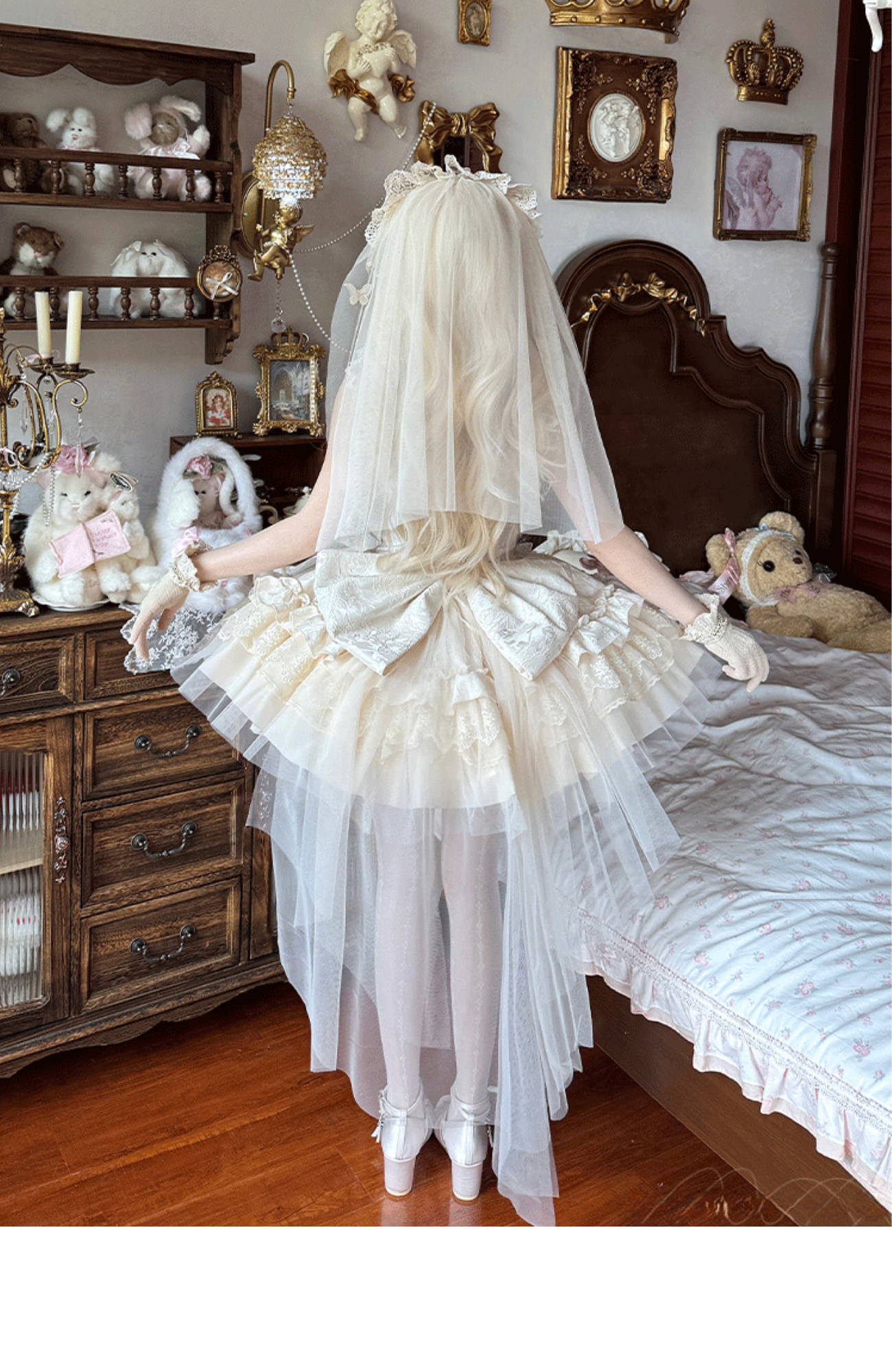 バラとリボンのバレエ風ジャンパースカート 全4色