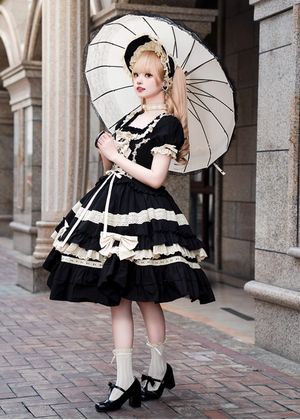 Seventh Night Chapter フロントリボンワンピース インナースカート Seventh Night Chapter フロントリボンワンピース インナースカート