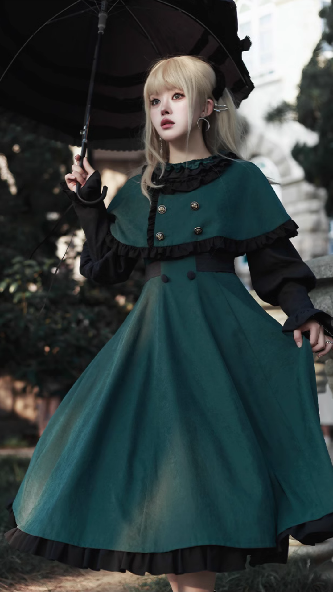 Pharmacy Apprentice Witch Long Sleeve Dress and Cape with Ribbon Tie
