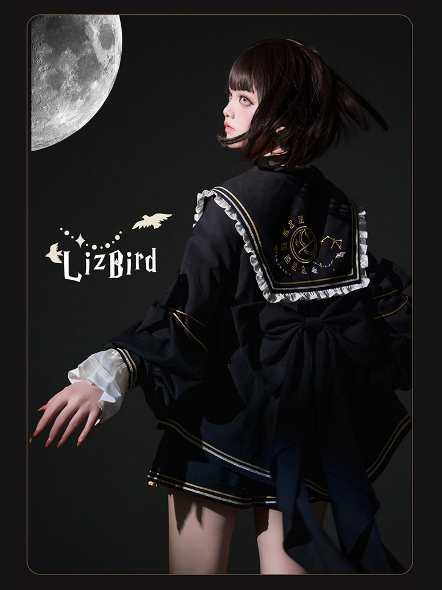 Starry Moon セーラー襟トップスとショートパンツセット – ロリータ Starry Moon セーラー襟トップスとショートパンツセット – ロリータ