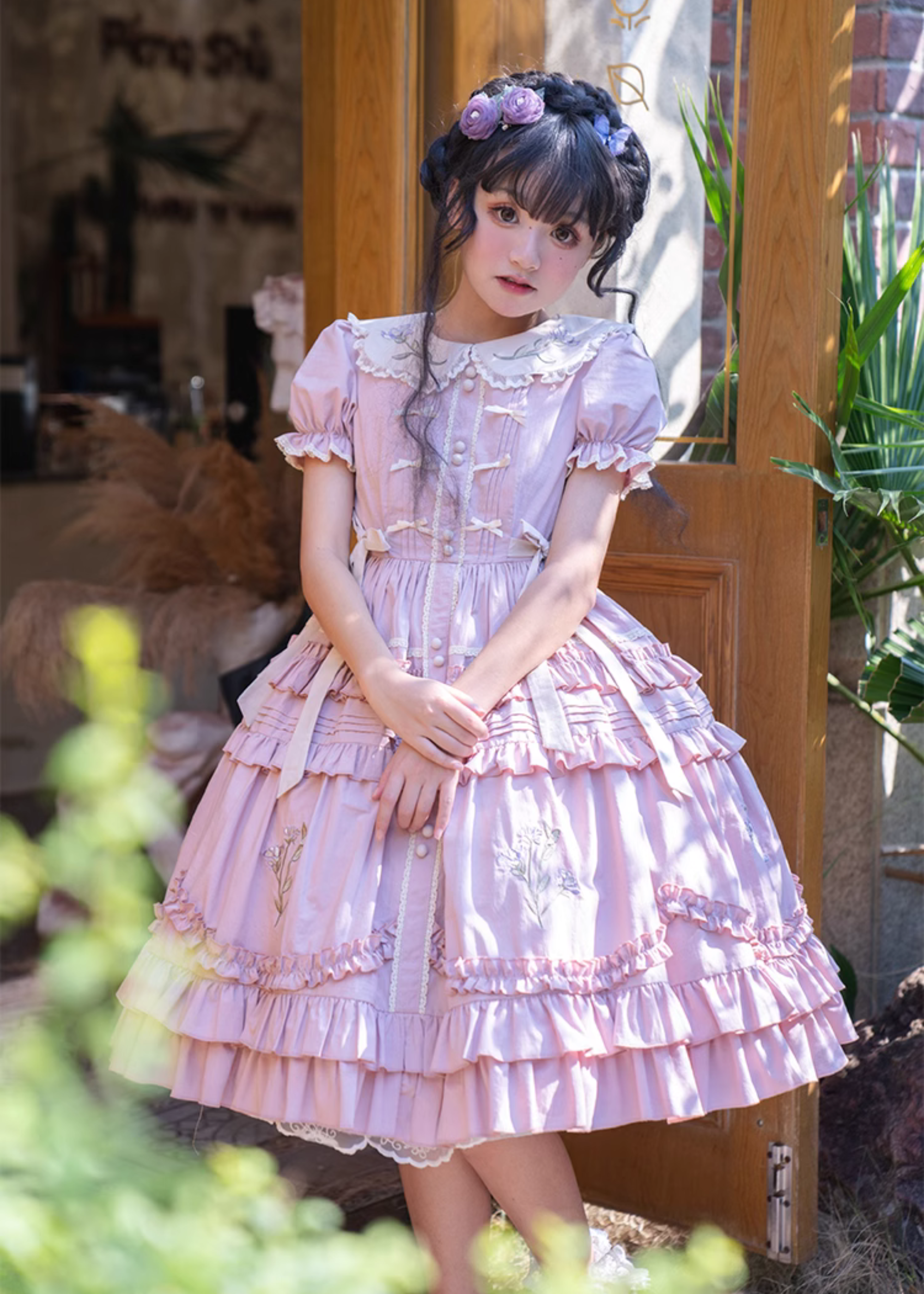 Love Message Iris Flower Embroidery Dress