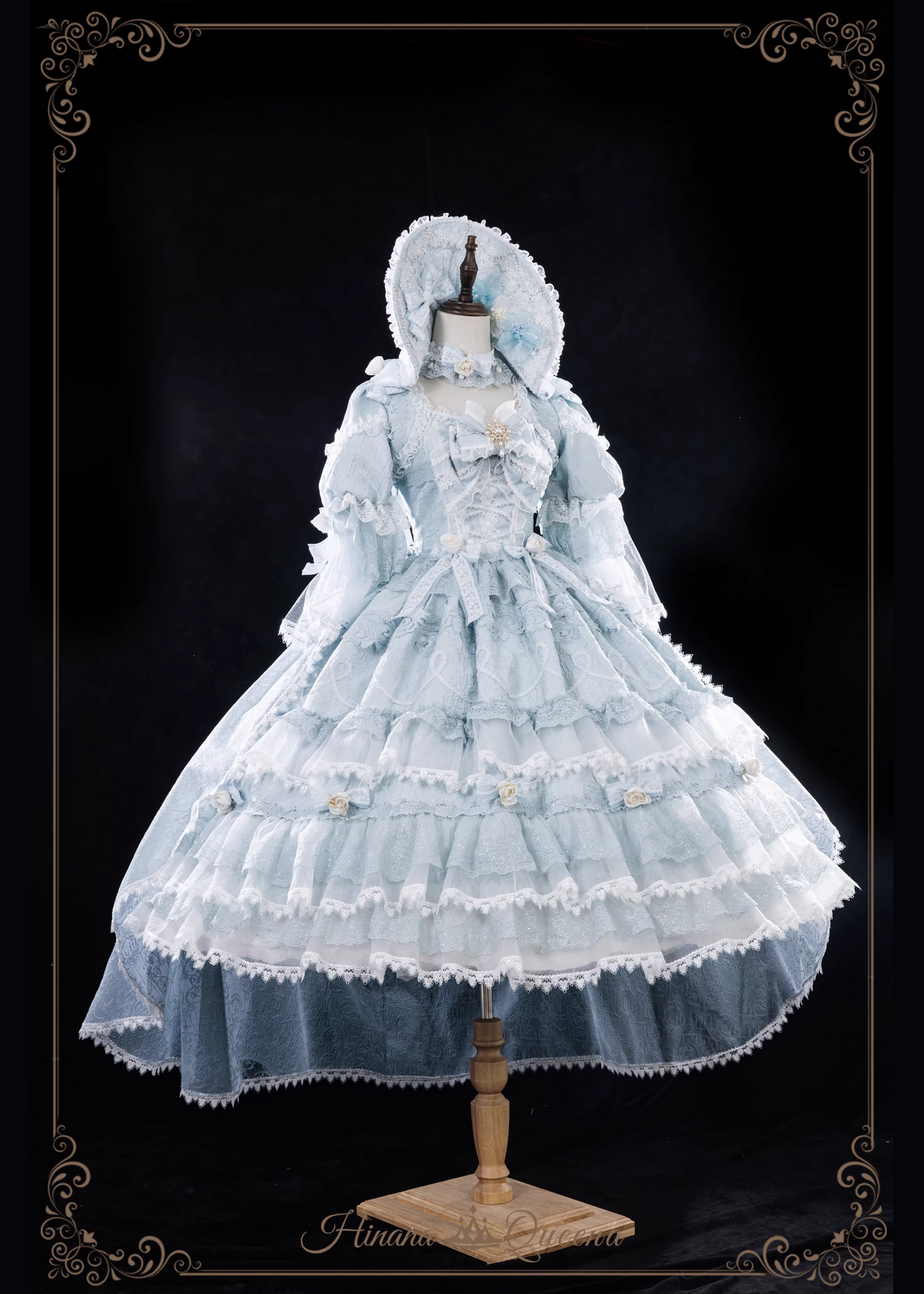 White Rose 3-tiered ruffle princess sleeve dress (single item/full set)