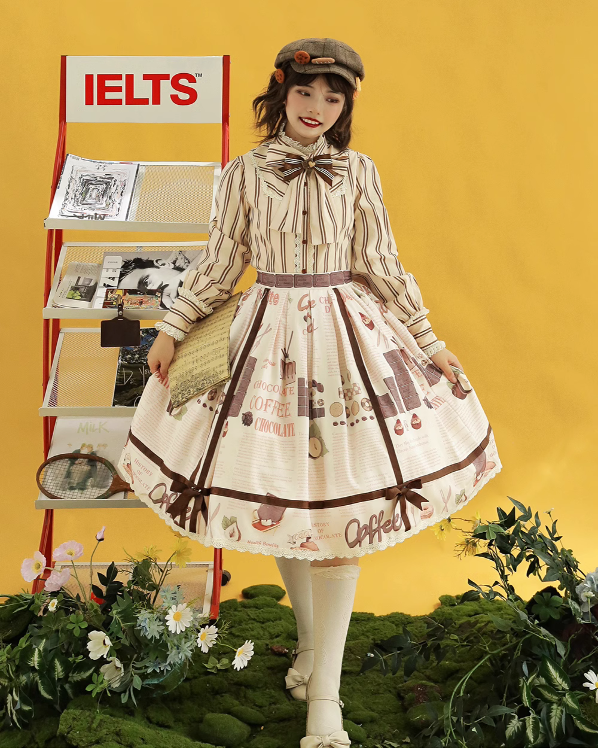 【予約販売】Coffee Break チョコレートプリントスカート