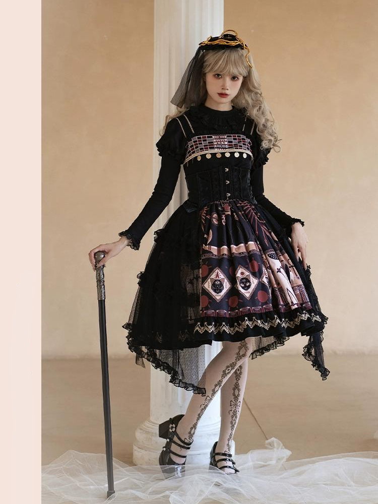 Cat God Egyptian Motif Jumper Skirt and Corset