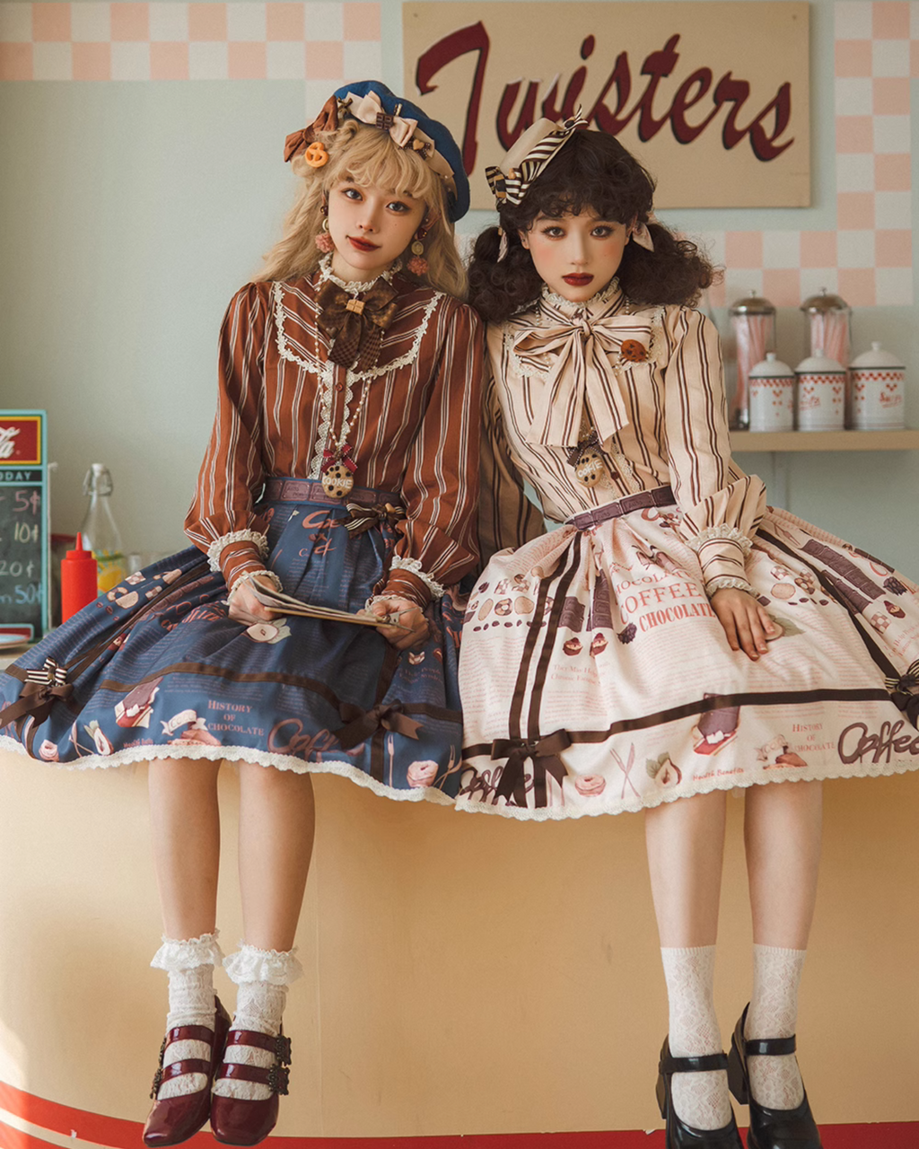【予約販売】Coffee Break チョコレートプリントスカート