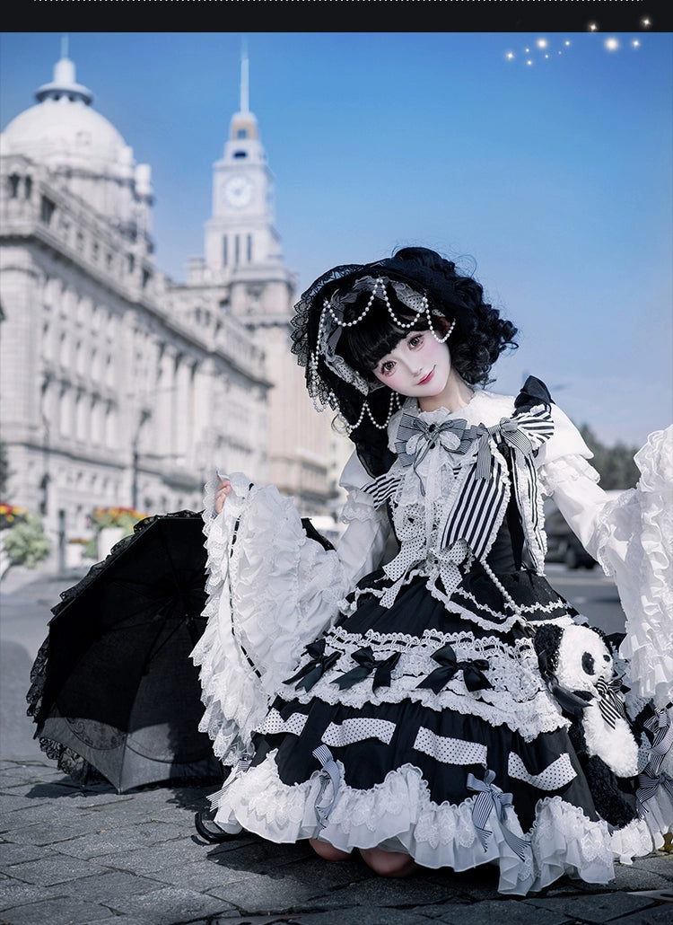 [Pre-orders available until 12/11] Concerto Out of Order Monotone Sweet Lolita Jumper Skirt Full Set