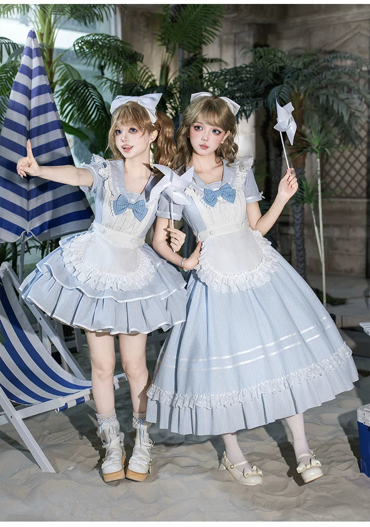 【予約販売】Seven Day Bell マリン風ロング丈ワンピースとエプロン