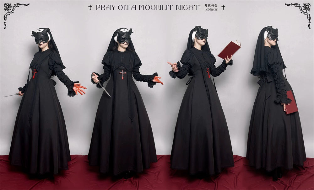 [Pre-orders available until 10/16] Pray on a Moonlight Night Dress, Black, Long Length