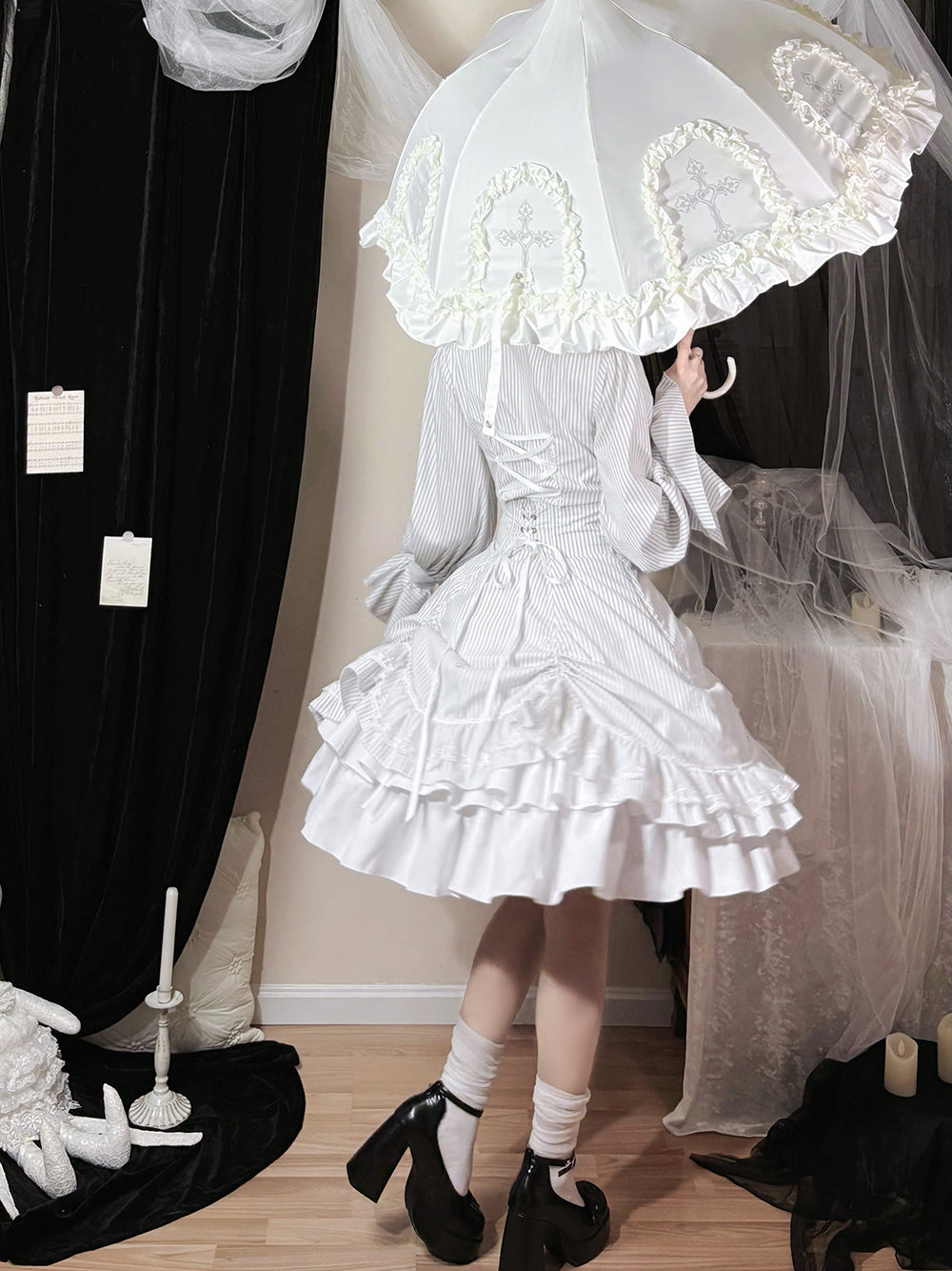 【受注予約1/7まで】領主貴族のゴスロリ 縦縞ハイウエストスカート・新色