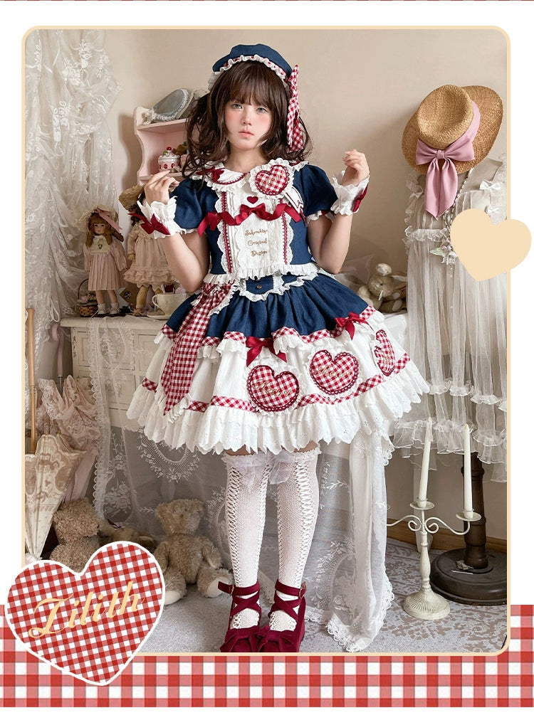 Heart and ribbon denim set