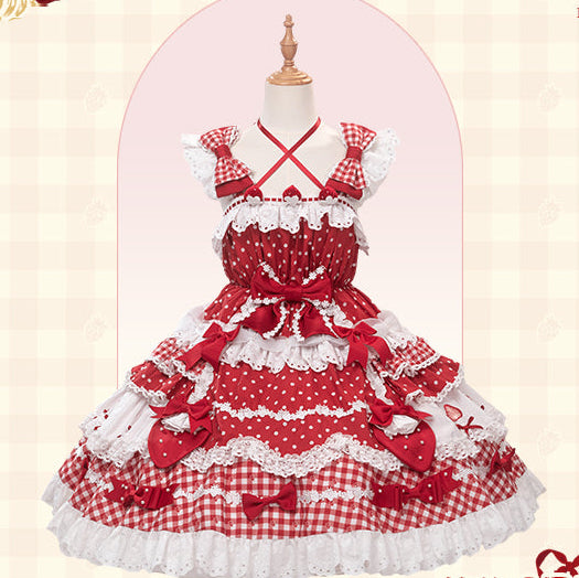 【受注予約11/18まで】Strawberry Cake Guide ティアードジャンパースカート