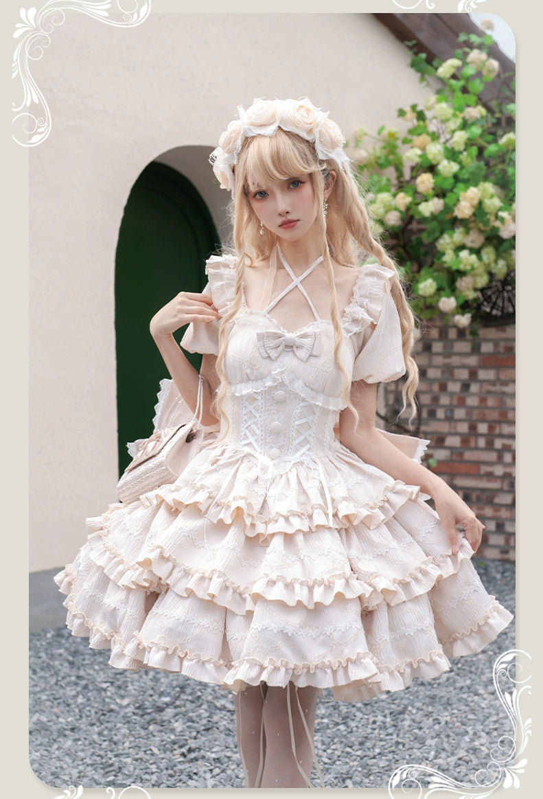 【予約販売】Puff Rose クロスネックワンピース 全4色