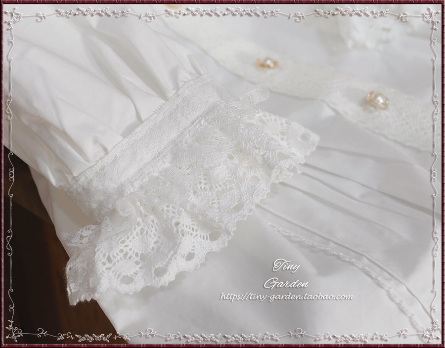 [Pre-order] Retro cotton lace short sleeve blouse