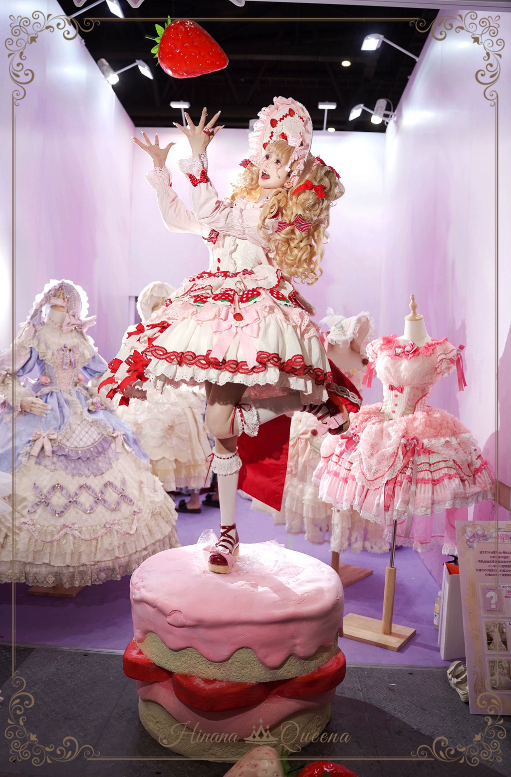 Strawberry Party リボンとフリルのデコレーションドレス・ノースリーブタイプ