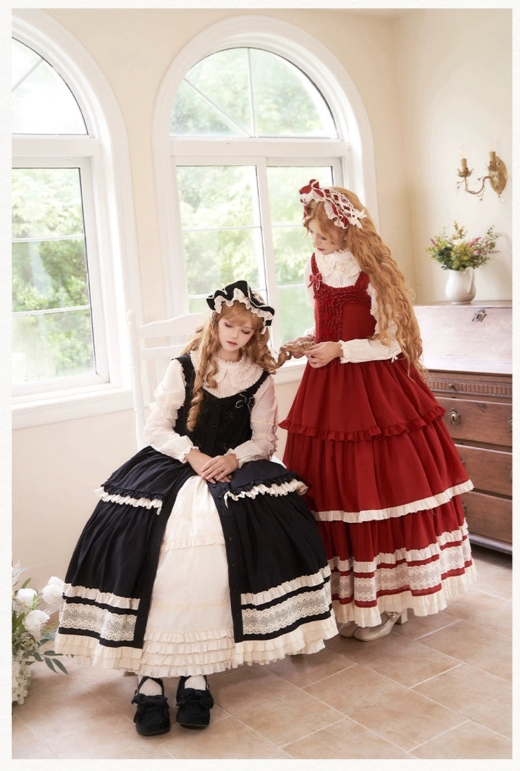 Long inner skirt with 4 tiers of ruffled hem