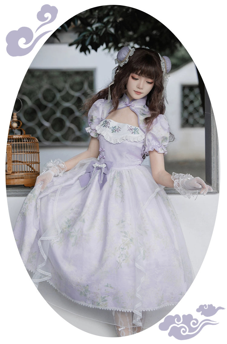 Lilac embroidery Mao collar Hana Lolita dress