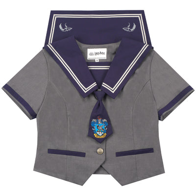 Hogwarts School of Witchcraft and Wizardry Sailor Collar Short Sleeve Top [Gray]