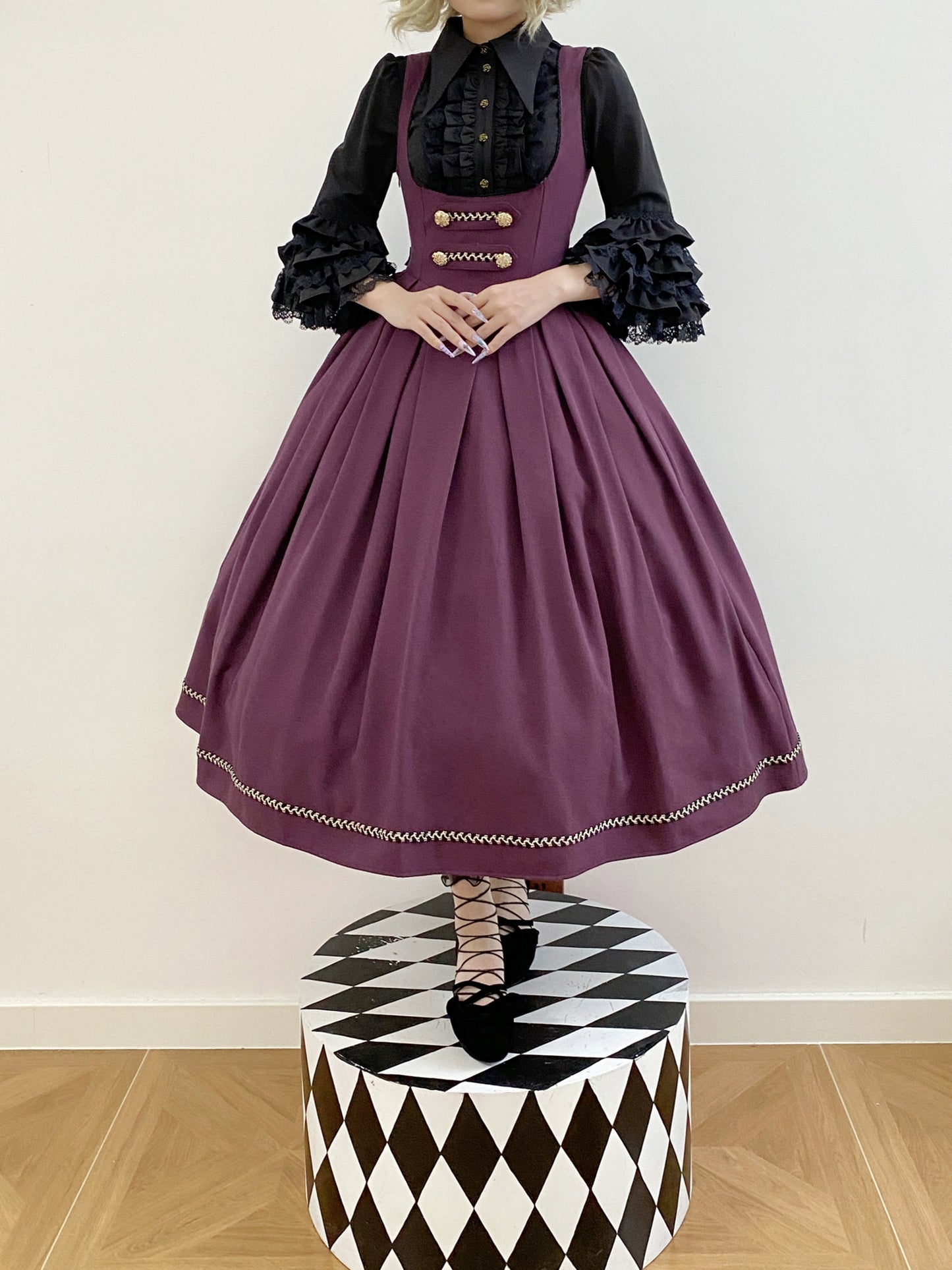 [Pre-orders available until 9/29] Bright Moon Corset Jumper Skirt, Plain Type [Dark Purple]