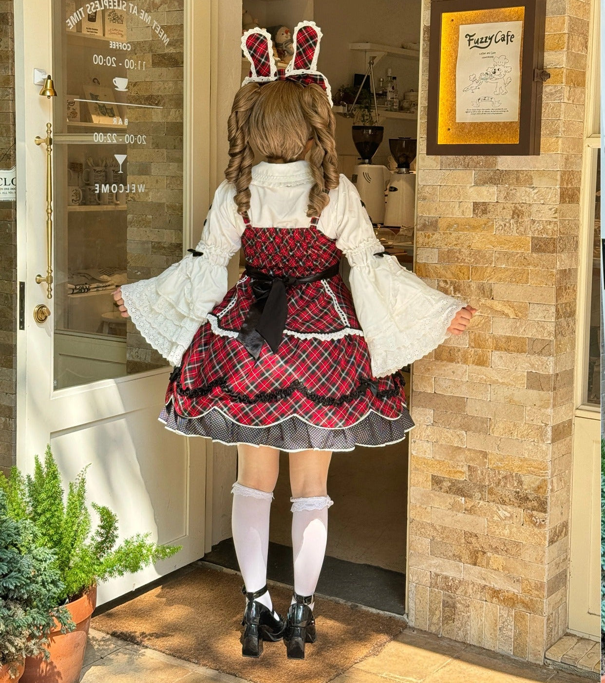 【受注予約11/13まで】Velvet Sweetie Heart チェックのジャンパースカート・レッド