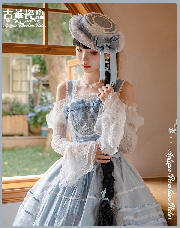 Antique Porcelain Plates オフショルダーブラウス