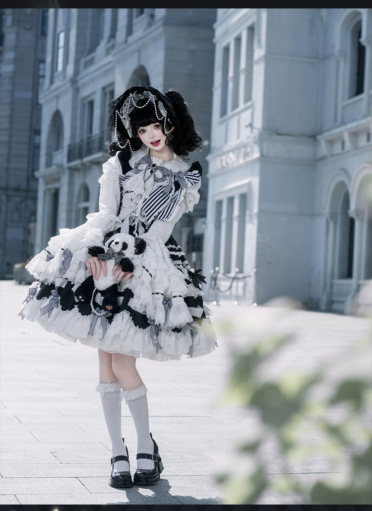 [Pre-orders available until 12/11] Concerto Out of Order Monotone Sweet Lolita Jumper Skirt Full Set