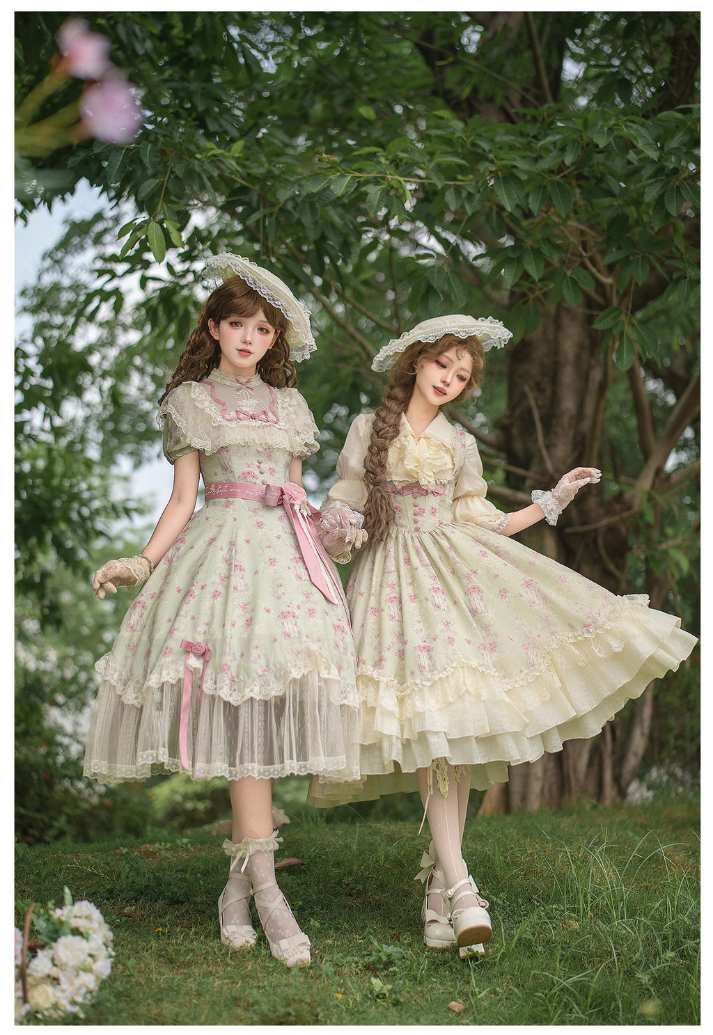 【予約販売】風薫る薔薇園 プリントジャンパースカート