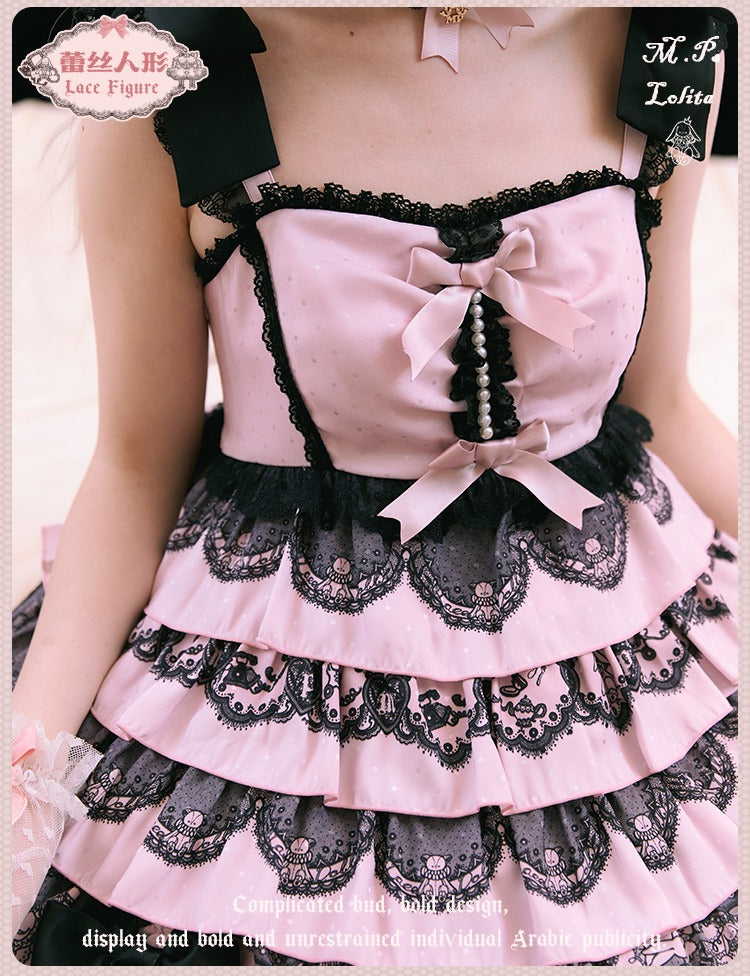 【再販・受注予約12/23まで】Lace Figure ティアードジャンパースカート