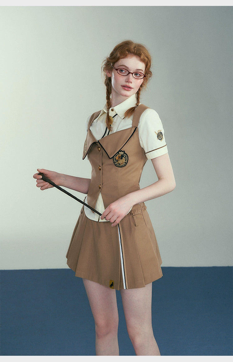 [Pre-order] Hogwarts School of Witchcraft and Wizardry Lined Waist Shaved Short Sleeve Blouse