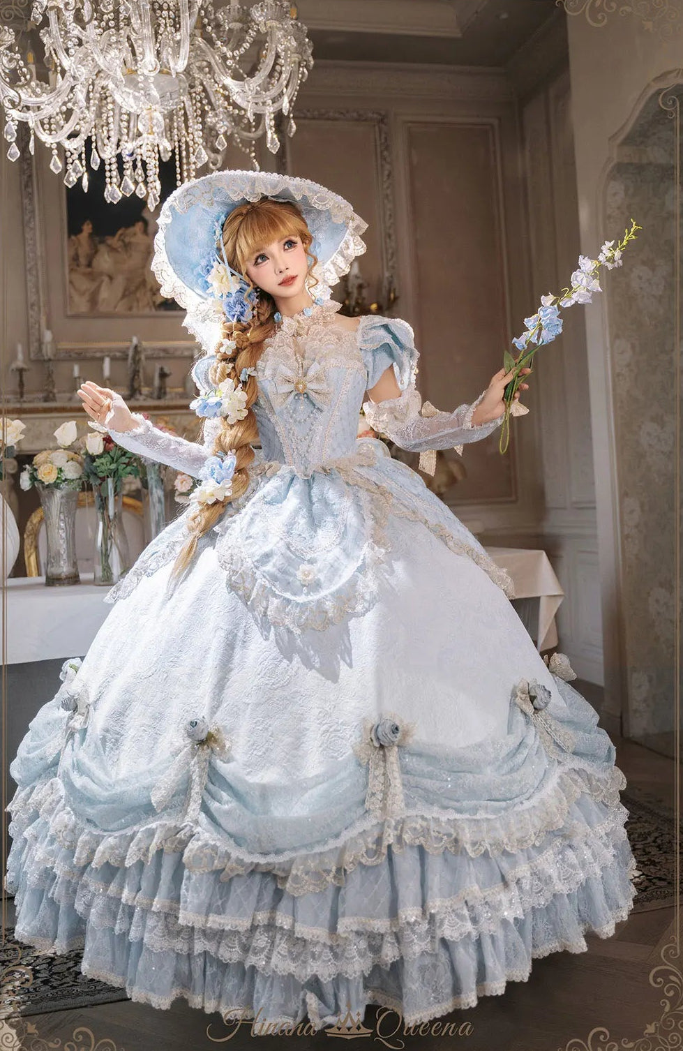 【受注予約9/16まで】With Bell プリンセスドレス ロング丈・パステルブルー