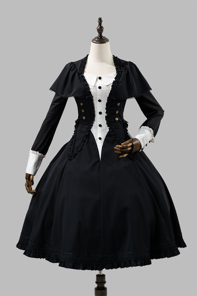 【受注予約12/3まで】漆黒の秒針 長袖ワンピース・ショート丈