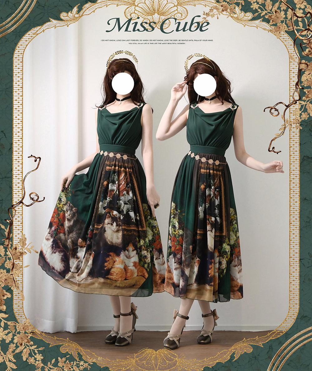 【予約販売】Elegance Greek 油彩画風プリントジャンパースカート・新色