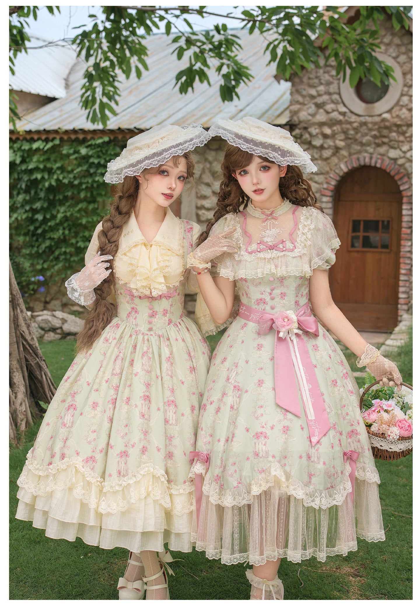 【予約販売】風薫る薔薇園 プリントジャンパースカート