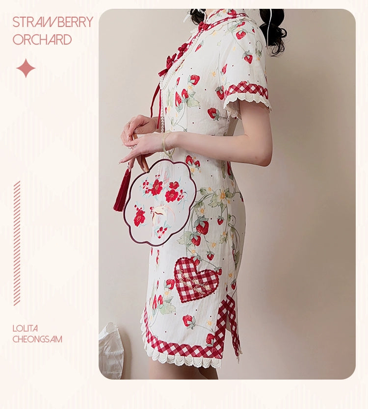 Strawberry Orchard 苺のチャイナドレス ショート丈