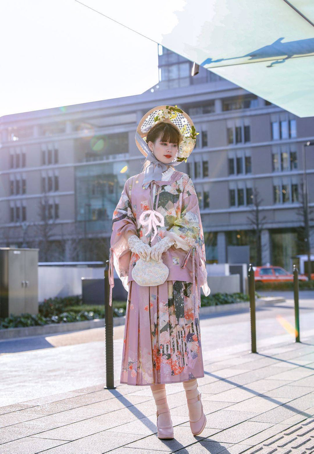 和ロリ苔桃の花咲くエレガント羽織