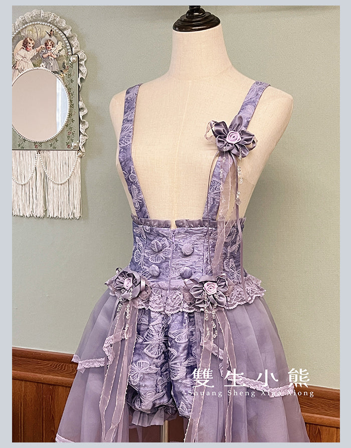 【受注予約4/28まで】Camellia Dream ヴェール付サスペンダーショートパンツ