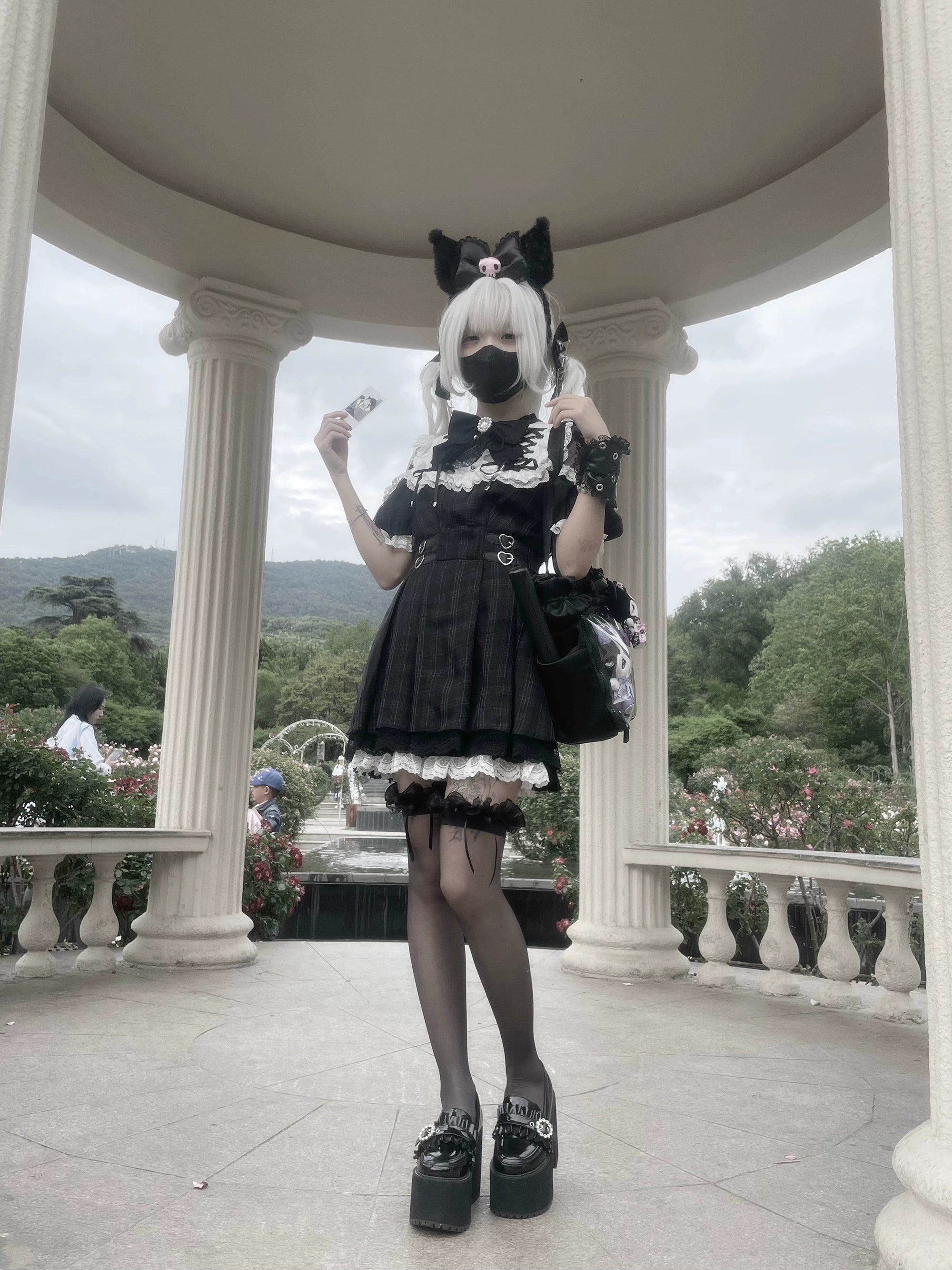 【予約販売】 Angel Heartbeat Black フリルチェックミニ丈ワンピース