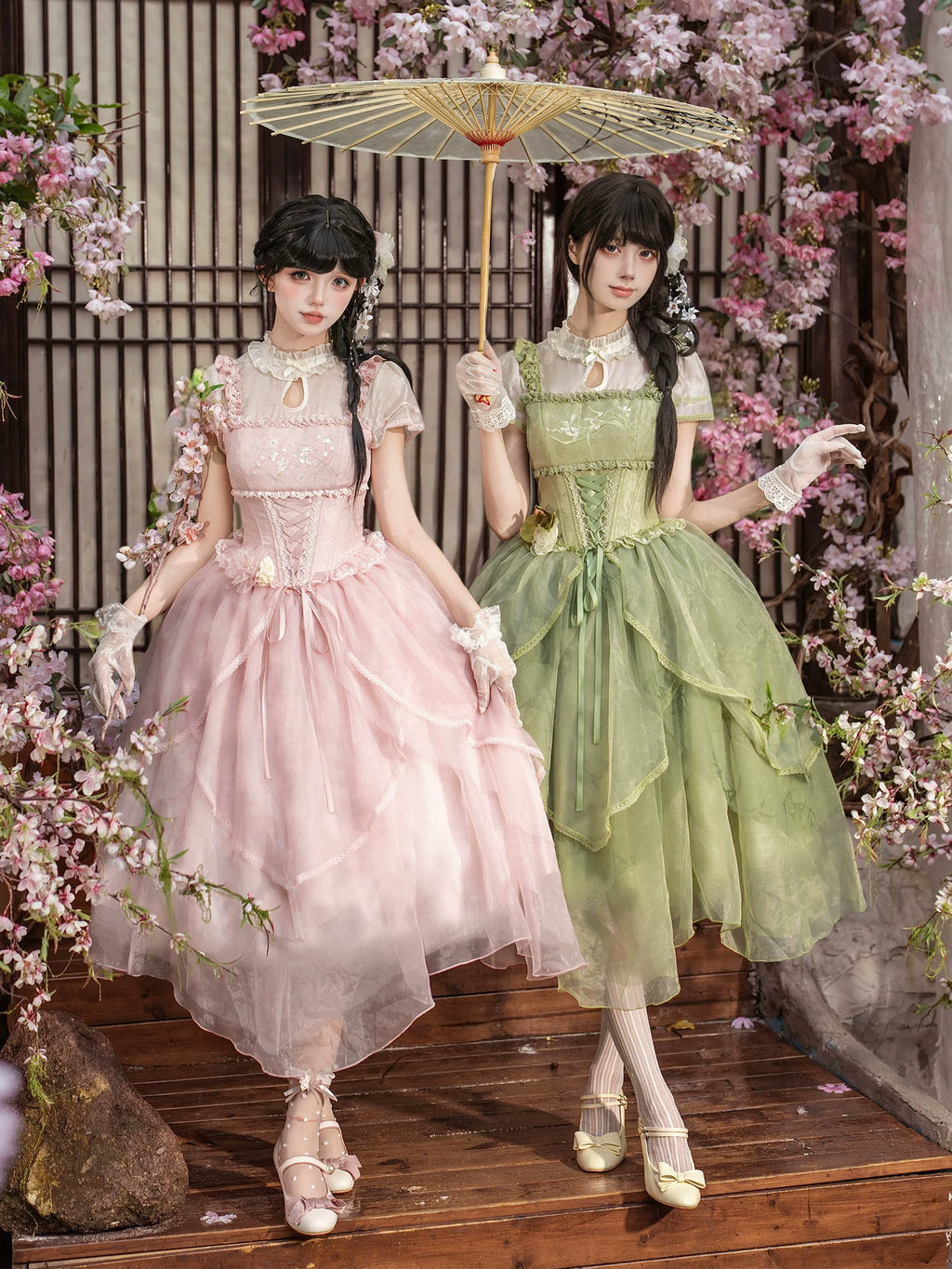 馨香 花びらティアード中華風ロリータワンピース – ロリータ 馨香 花びらティアード中華風ロリータワンピース – ロリータ