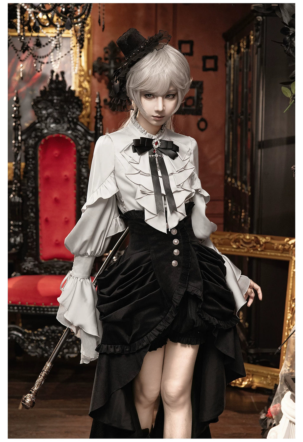 【予約販売】夜鴉 皇子系ゴシックブラウス＆パンツセット