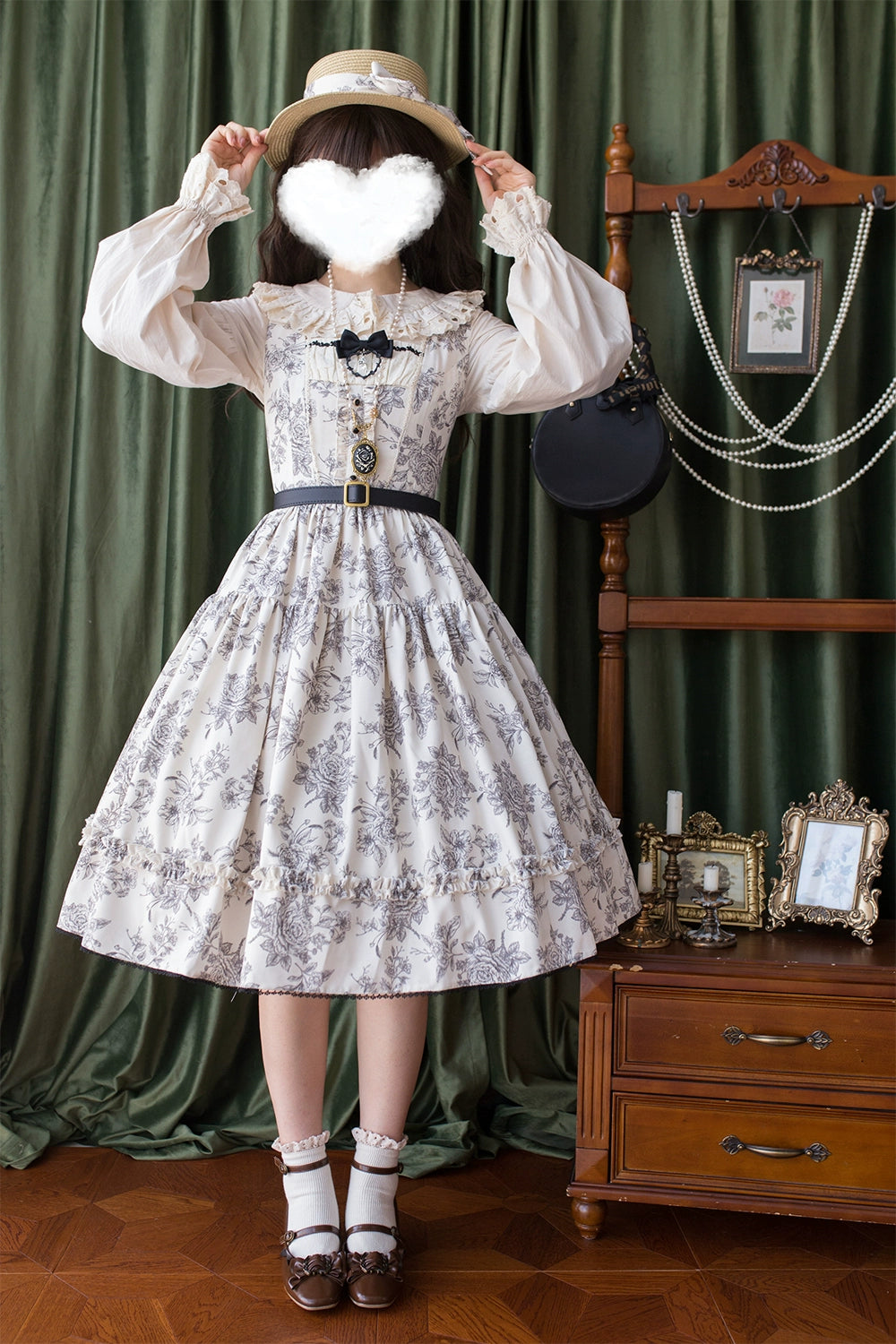【予約販売】Sketch Wild Rose ジャンパースカート プリントタイプ