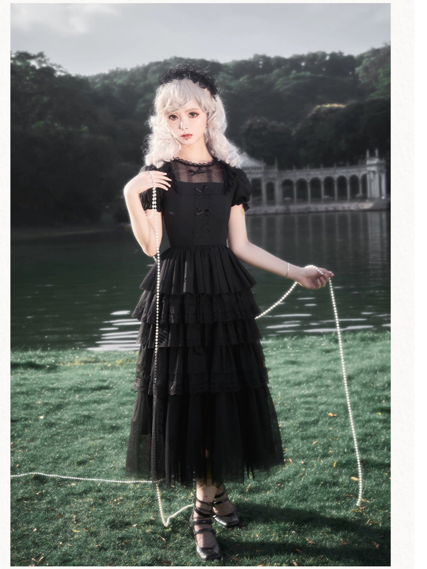 Dark Fairy 5-tiered ruffled tulle dress