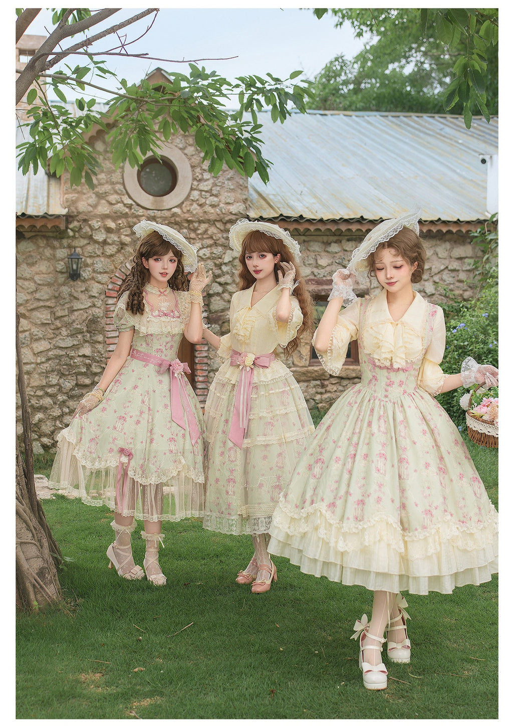 【予約販売】風薫る薔薇園 プリントジャンパースカート