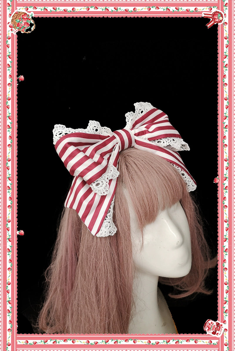 Strawberry Sweets Striped Ribbon Headband