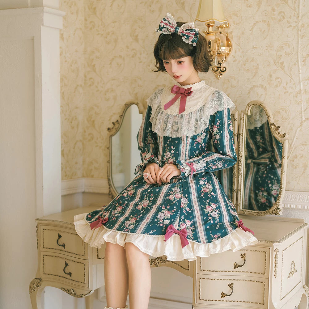 【受注予約10/20まで】Susan Garden クラシカル長袖ワンピース・ショート丈