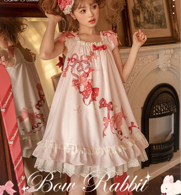 【受注予約6/11まで】Bow Rabbit フレアスリーブジャンパースカート