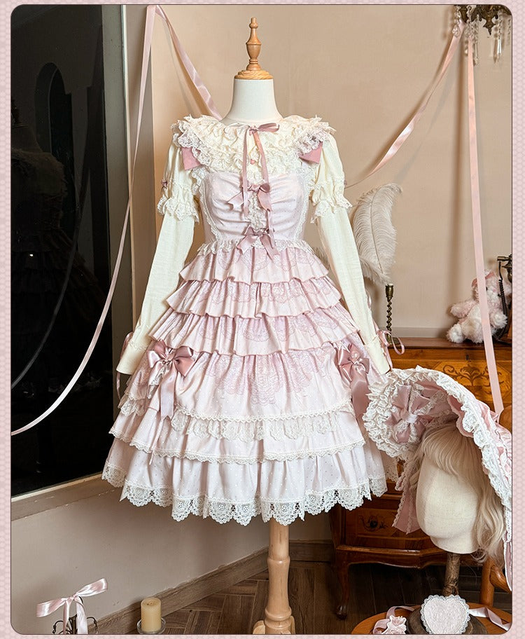 【再販・受注予約12/23まで】Lace Figure ティアードジャンパースカート