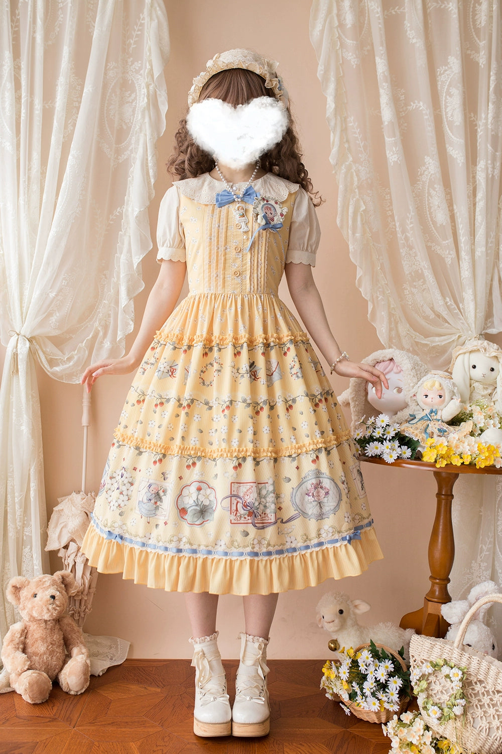 【予約販売】Sweetie Sheep プリントサスペンダースカート