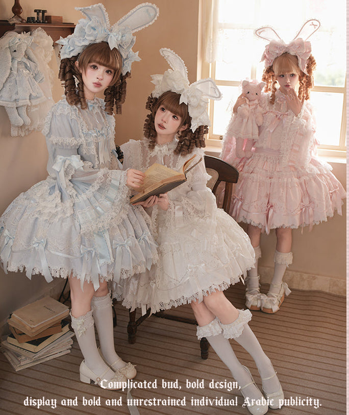 【受注予約12/23まで】Lace Figure 長袖ローウエストワンピース
