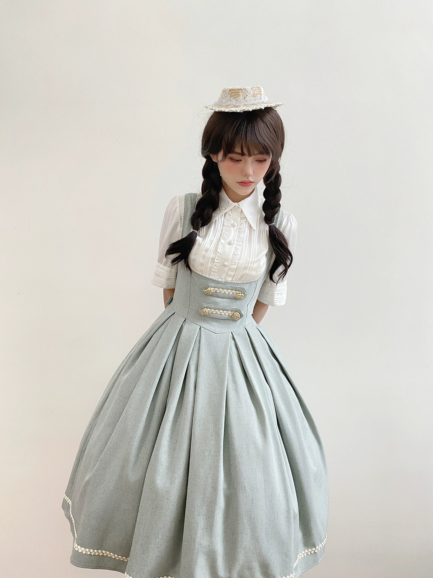 [Pre-orders available until 9/29] Bright Moon Corset Jumper Skirt, Plain Type [Light Blue]