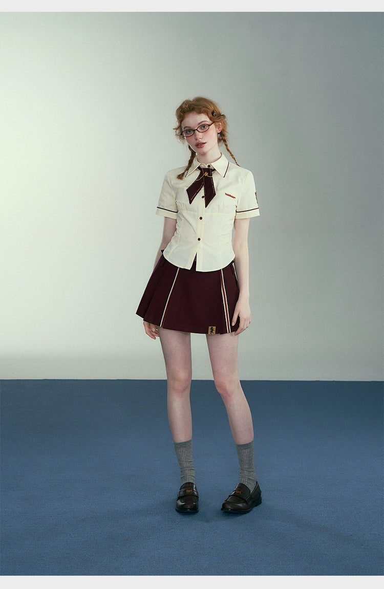 [Pre-order] Hogwarts School of Witchcraft and Wizardry Lined Waist Shaved Short Sleeve Blouse