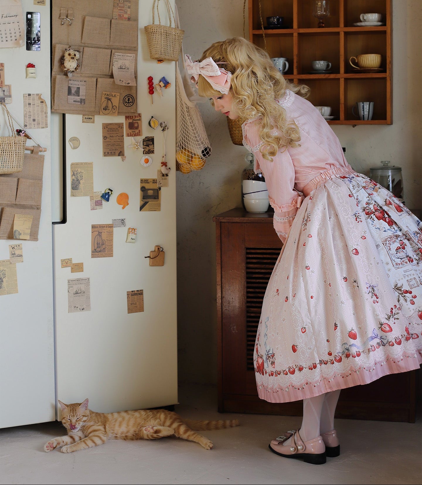 【受注予約12/16まで】Strawberry Manor プリントスカート・ミディ丈